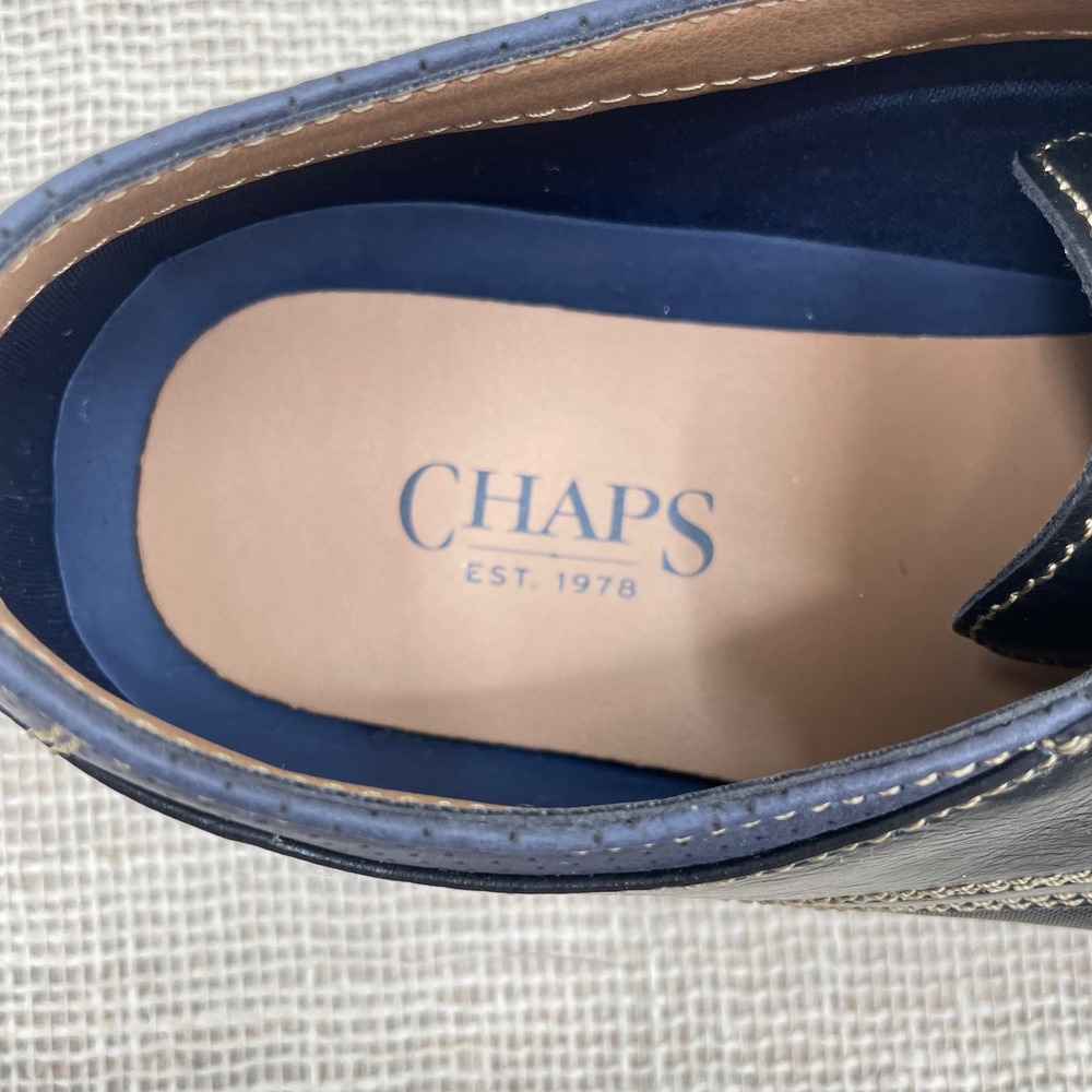 CHAPS Mens Black Cap Toe‎ Oxford Dress Shoes Size 9.5 Wide - Picture 8 of 8